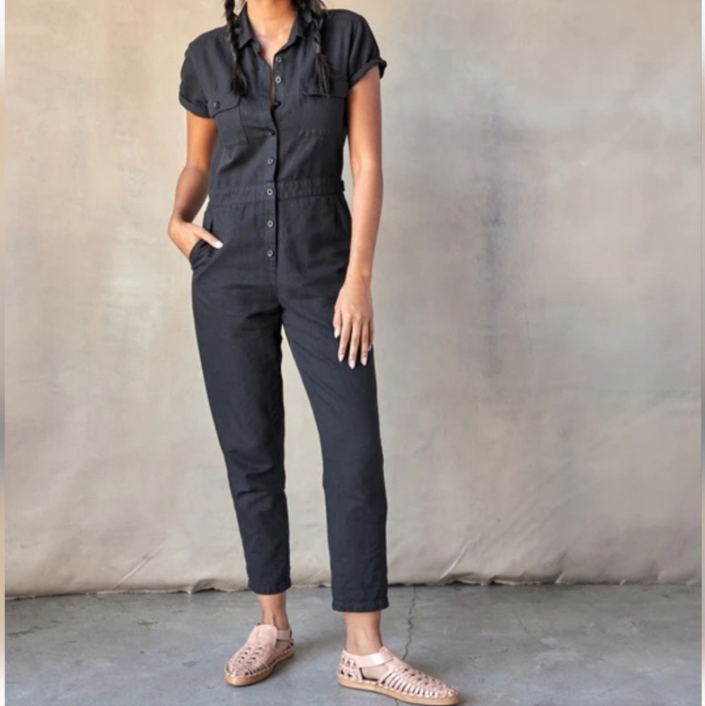 OUTERKNOWN S.E.A. Suit Black Short Sleeve Jumpsuit  NWT MSRP $168